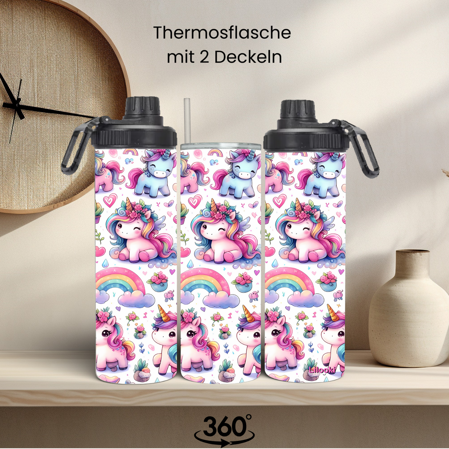 Tumbler / Thermosflasche mit Schraubverschluss - Einhorn 2
