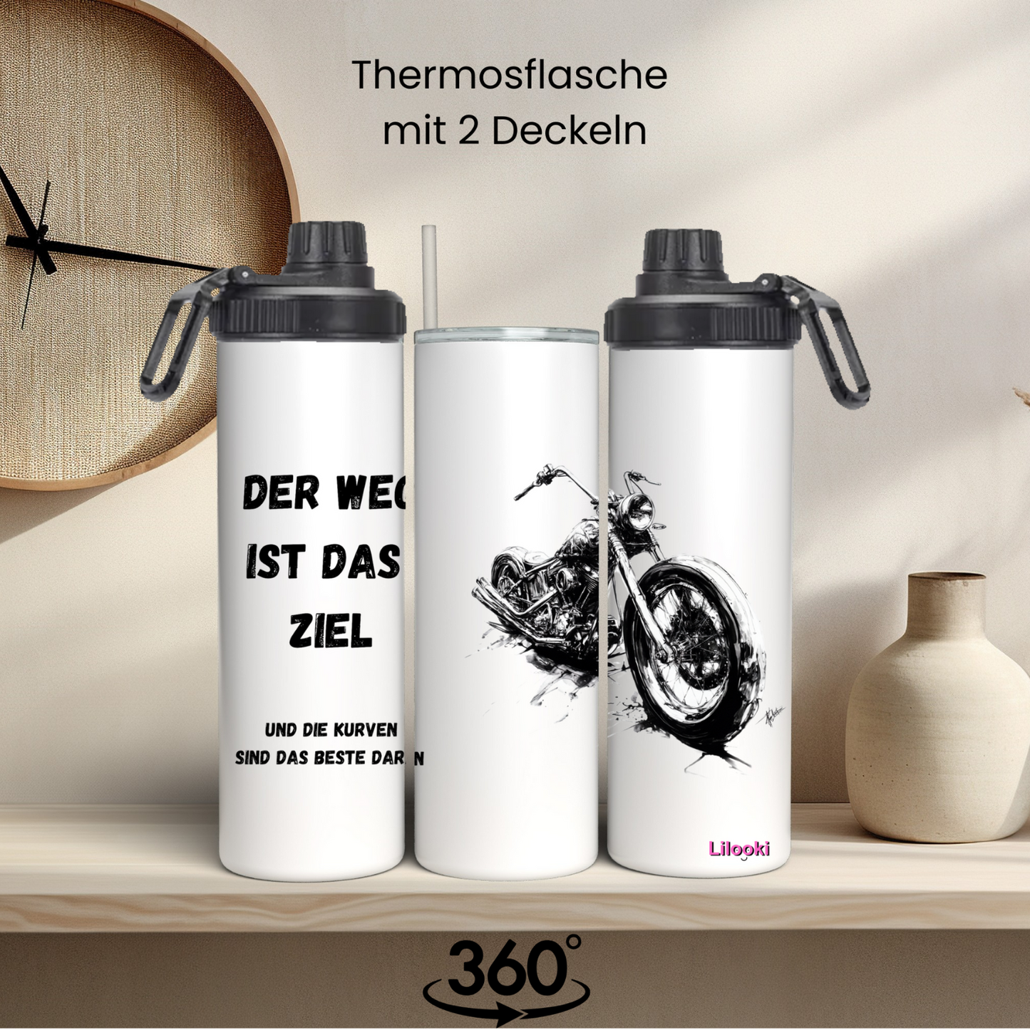 Tumbler / Thermosflasche mit Schraubverschluss - Motorrad