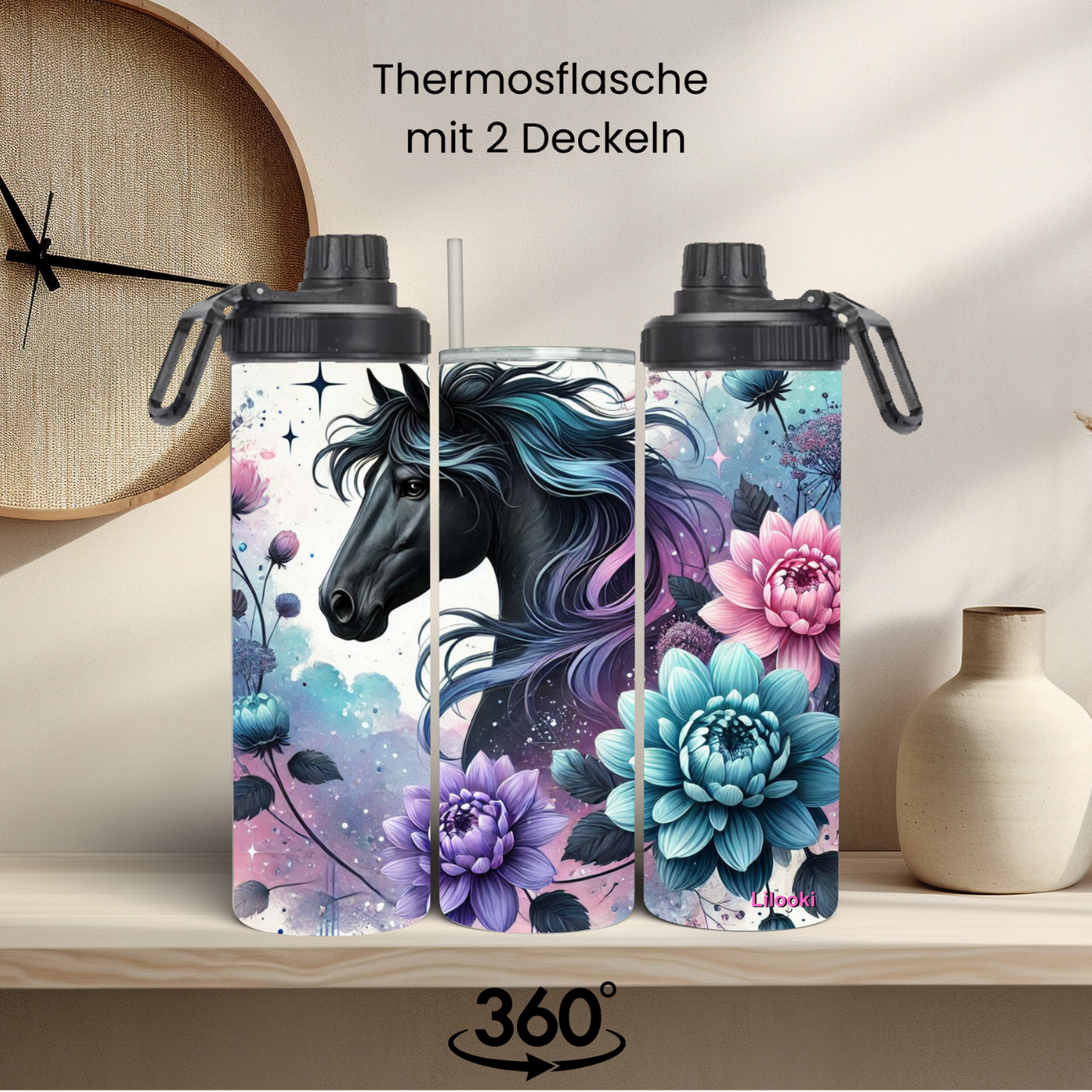 Tumbler / Thermosflasche mit Schraubverschluss - Pferd