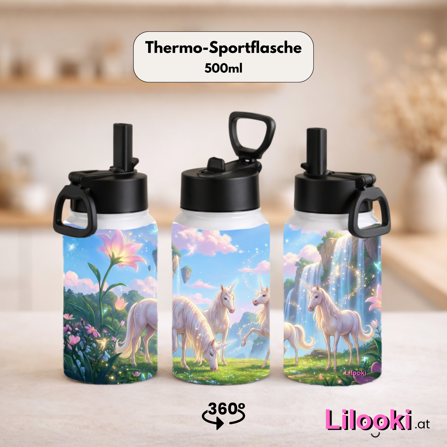 Thermo-Sportflasche - Einhörner