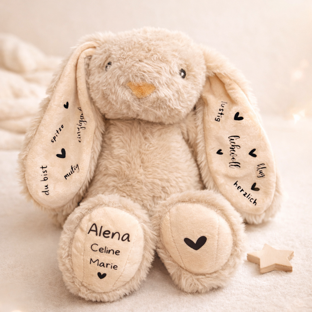 Stoffhase mit Text