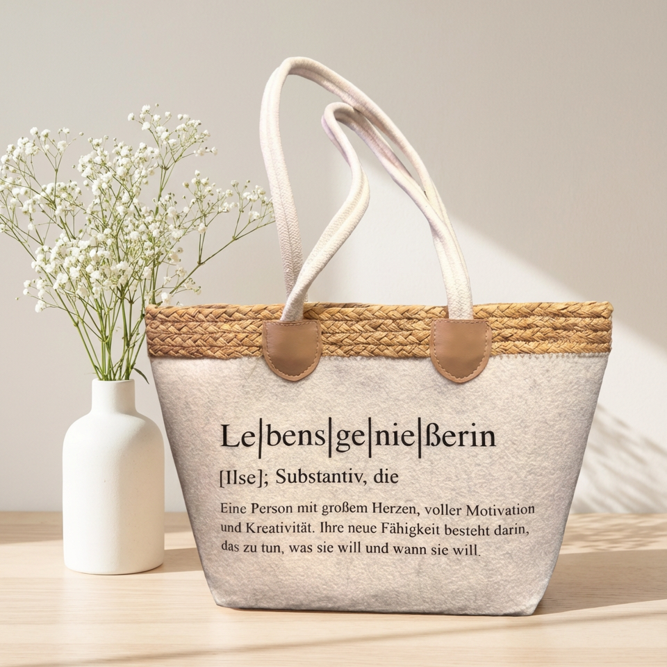 Filztasche mit Bund - Lebensgenießerin