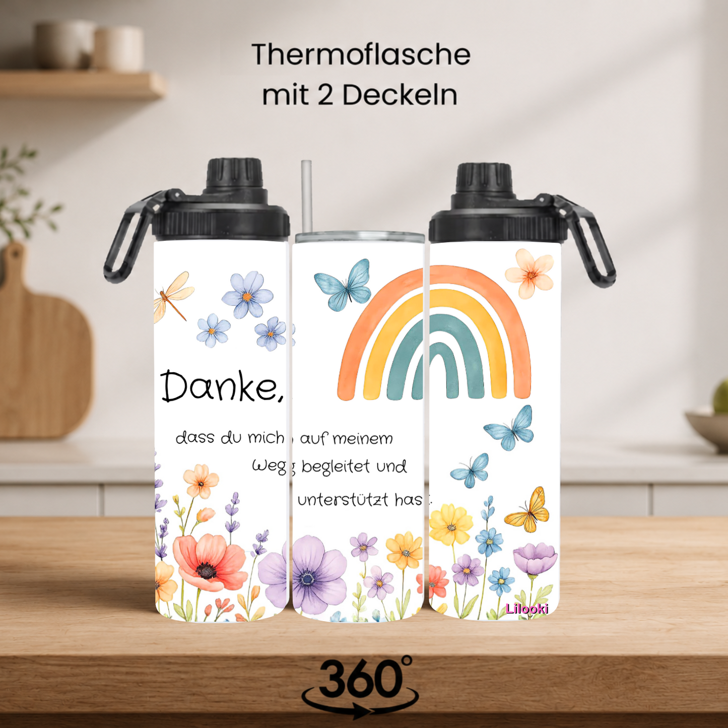 Tumbler / Thermosflasche mit Schraubverschluss - Danke, Lehrer