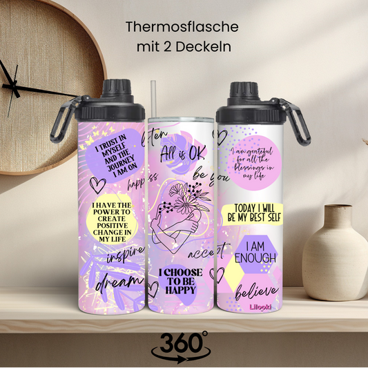 Tumbler / Thermosflasche mit Schraubverschluss - Positive Affirmationen 2