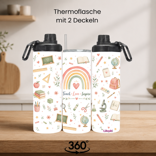 Tumbler / Thermosflasche mit Schraubverschluss - Teach. Love. Inspire