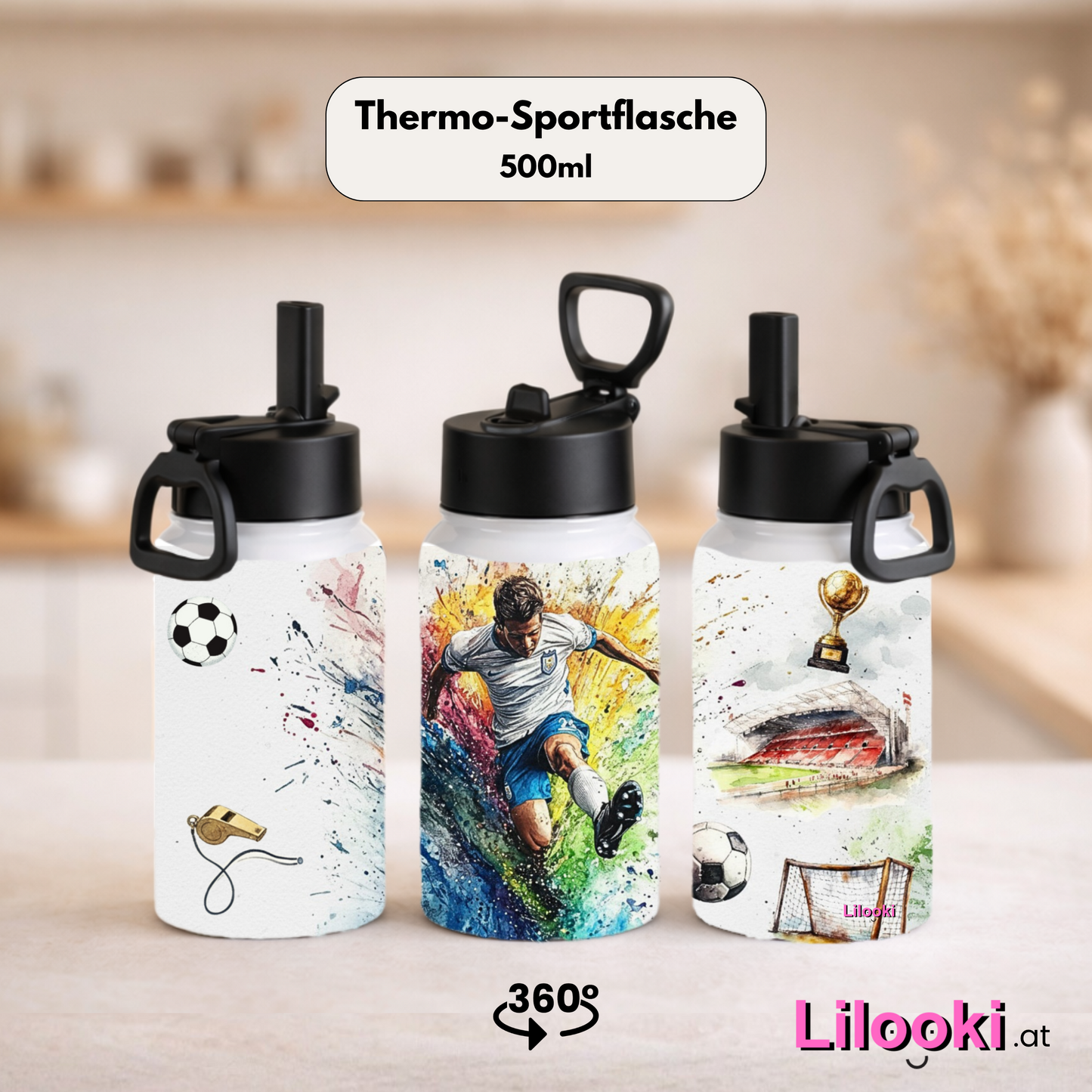 Thermo-Sportflasche - Fußball