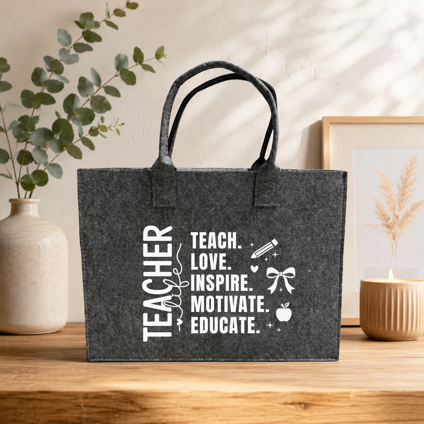 Filztasche - Teacher life. Teach. Love. Inspire. Motivate. Educate.