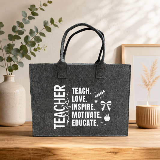 Filztasche - Teacher life. Teach. Love. Inspire. Motivate. Educate.