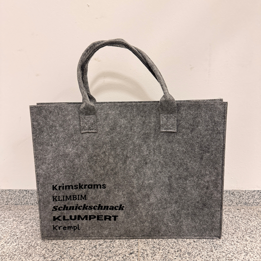 Filztasche - Krimskrams, Klimbim, Schnickschnack, Klumpert, Krempl