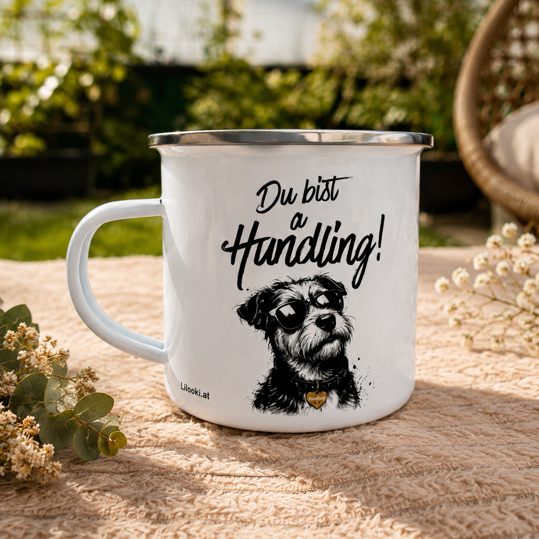 Emaille Tasse - Du bist a Hundling!