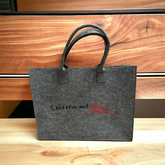 Filztasche "Lehrerin mit Herz"
