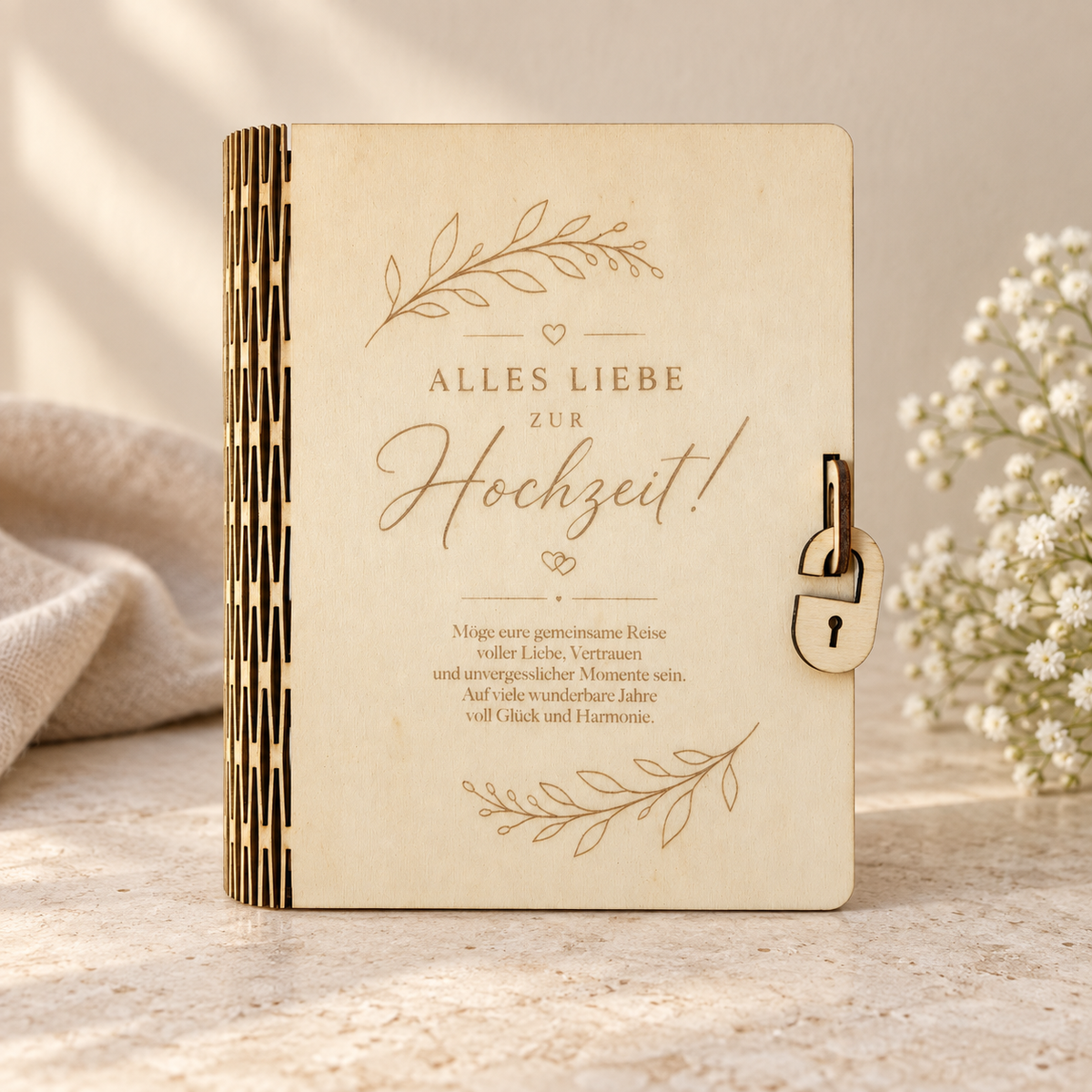 Geschenkbox zur Hochzeit aus Holz – Geschenkbuch für Geldgeschenke