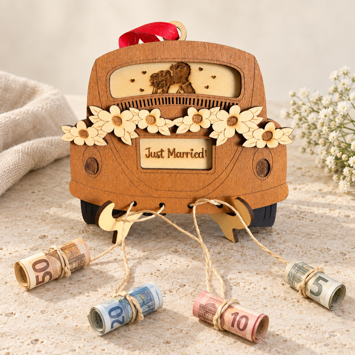Hochzeitsgeschenk Holz-Geldgeschenk „Hochzeitsauto"