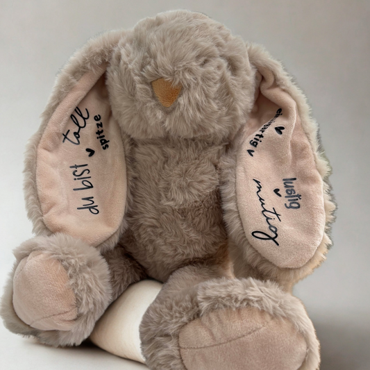 Stoffhase mit Text