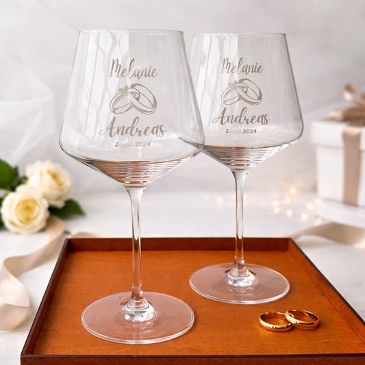 Hochzeitsweingläser mit Personalisierung 2 Stk.