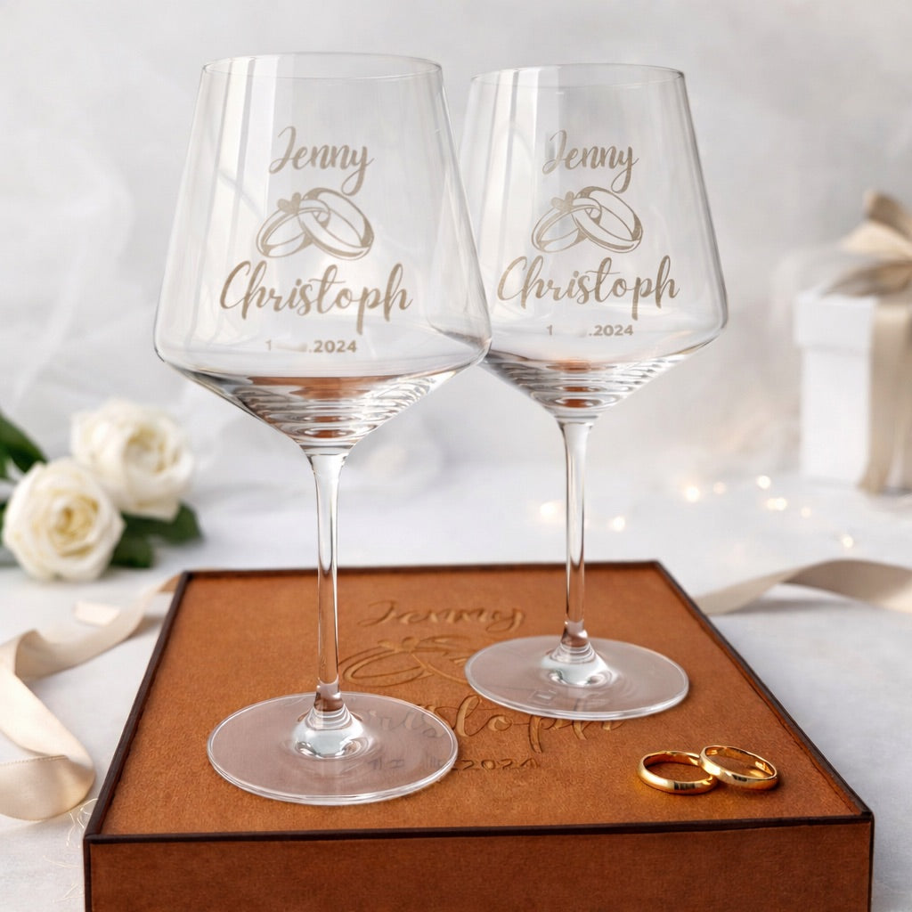 Hochzeitsweingläser mit Personalisierung 2 Stk.