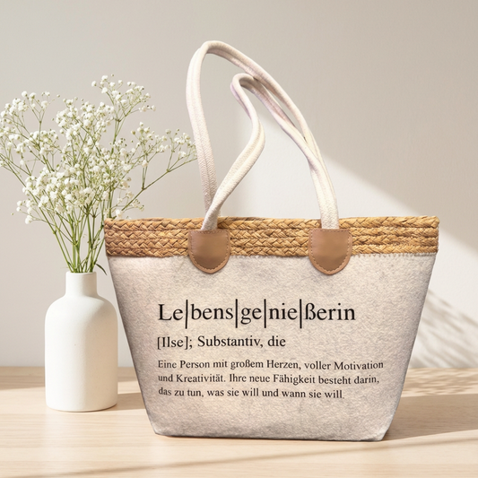 Filztasche mit Bund - Lebensgenießerin